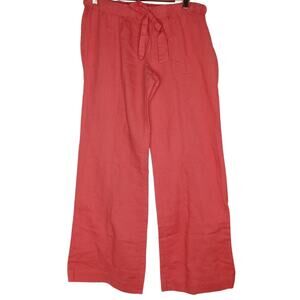 J. Crew Coral Linen Lightweight Wide Leg Drawstring Casual Beach Pants - Med